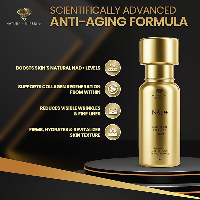 NAD+ Anti-Aging Serum – Boost Cellular Energy, Firm Skin & Reduce Wrinkles – with Niacinamide, Hyaluronic Acid, Peptides & Antioxidants – 1oz Rejuvenating Face Serum for Youthful Radiance