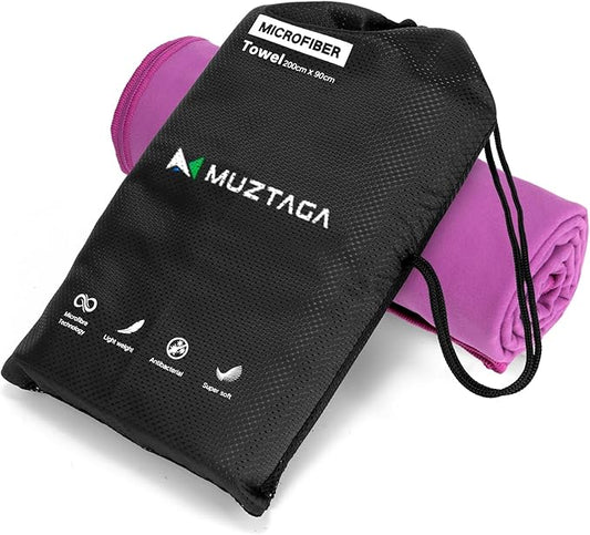 Microfiber Beach Towel-Perfect for Travel, Sports, Camping, Swimming, Yoga, Gym- Quick Dry, Sand Free, Compact, Lightweight, Absorbent (Purple,Large(160x90cm, 63x35”))