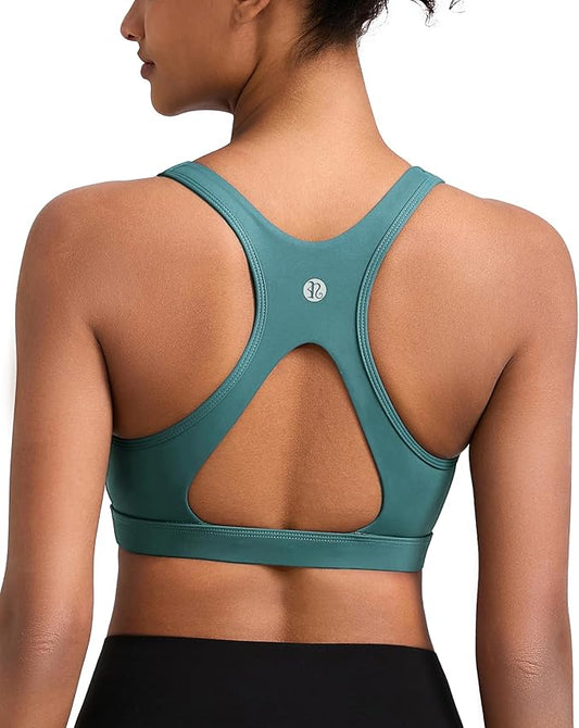 RUNNING GIRL High Impact Sports Bras for Women,Racerback Running Bra Workout Crop Tank Tops Longline Sports Bra Push up