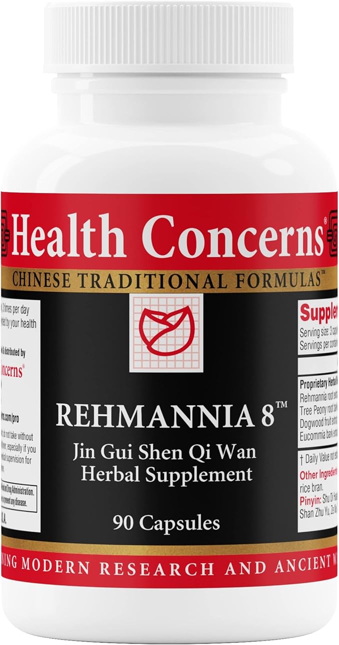 Health Concerns Rehmannia 8 - Kidney Cleanse Detox & Repair Supplement - Back Discomfort & Urinary Tract Health for Women & Men - Traditional Chinese Herbal Formula for Backaches - 90 Capsules