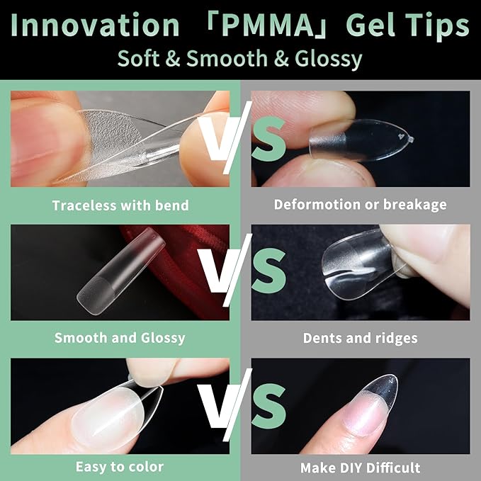 XXL Long Square Nail Tips, 120pcs Acrylic Fake Nails Gel Nail Tips Soft, Full Cover Pre-Shaped Matte Clear Press on Nails for Extension, Diy at Home Manicure 12 Sizes