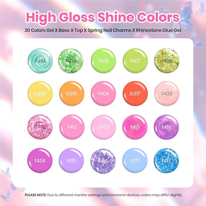 Beetles Gel Nail Polish Set - 28 Pcs Pastel Pink Yellow Green Blue Glitter Macaron Color Gel Polish Set Fluttered Eden Soak Off Nail Polish UV LED Nails Art Christmas Gifts for Women Girl