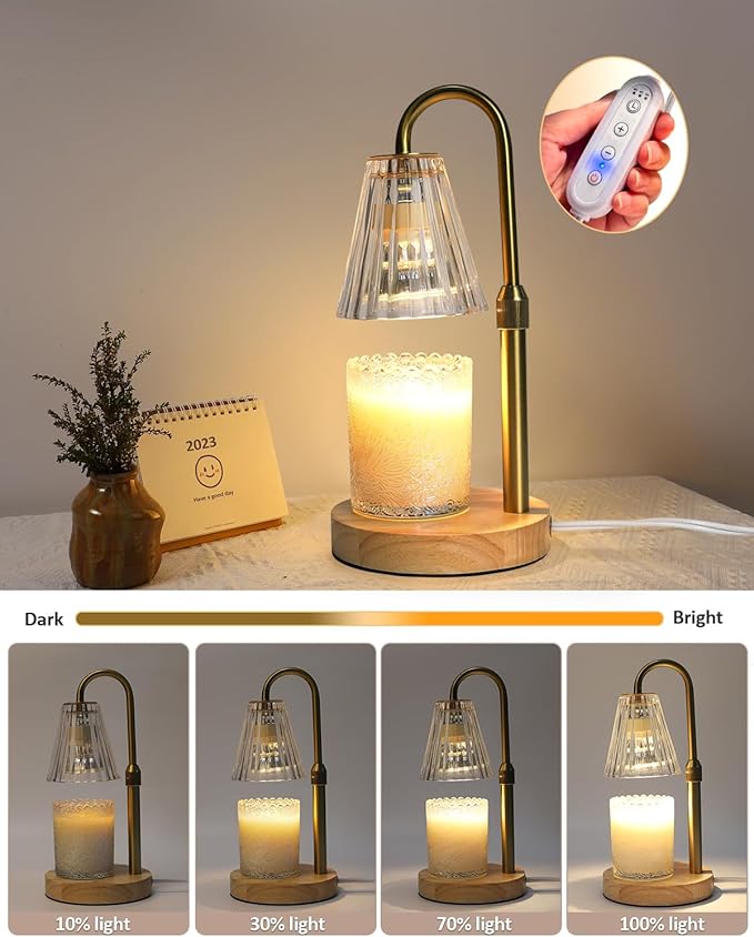 Candle Warmer Lamp with Adjustable Height, Glass Candle Lamp Warmer for Jar Candles for Jar Candles, Candle Lamp for Jar Candles, Electric Candle Warmer for Home Bedroom Decor with 2 Bulbs