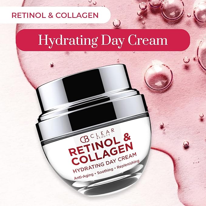 Clear Beauty Retinol & Collagen Daily Face Moisturizer - Dermatologist Tested, Reduces Wrinkles, Fine Lines & Blemishes, Hydrating Anti-Aging, Clean Beauty, Cruelty-Free Korean Skin Care - 1.69 oz