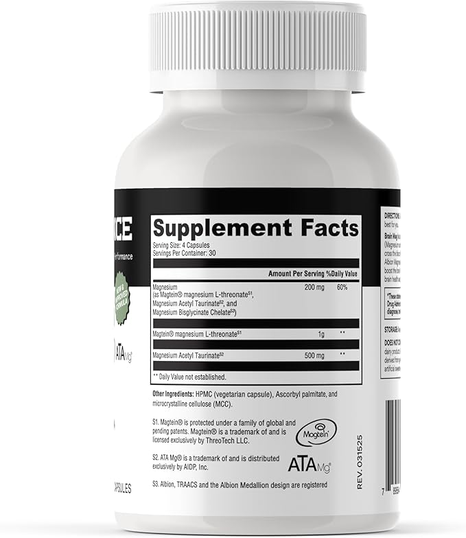 MYOXCIENCE Brain Mag | Featuring Magnesium L-Threonate and Magnesium Glycinate | Promotes Cognitive Well-Being, Enhanced Memory, Mental Clarity and Overall Brain Function | 120 Capsules