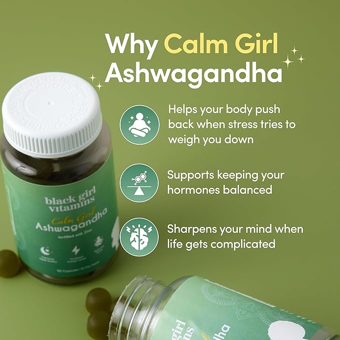 Black Girl Vitamins Calm Girl Ashwagandha + Zinc Gummies Stress Support, Promotes Relaxation & Mental Clarity, Supports Sleep & Immune Health – Doctor-Formulated Daily Vegan Supplement
