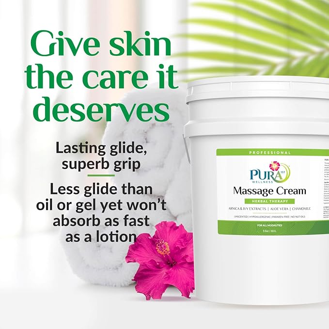 Herbal 5 Gallon Massage Cream, Massage for Muscle Relief, Professional Deep Tissue, Recovery, Natural Ingredients, Skin Hydrating and Moisturizing, Soothing, Relaxation