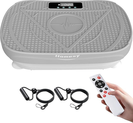 Homesy Vibration Plate Exercise Machine, Vibrating Plate for Lymphatic Drainage, Full Body Shaking Workout Fitness Platform Board, Sport Gym Equipment for Weight Loss Fat Burner
