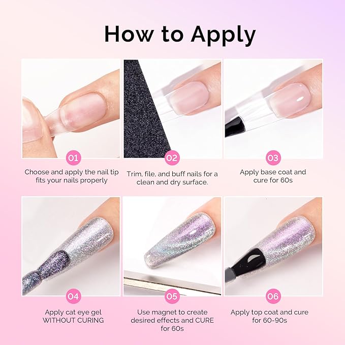 MelodySusie Glitter Cat Eye Gel Nail Polish Set 6 PCS, 15ml 0.5 Fl Oz Holographic Magnetic Nail Polish with Magnet, UV Nail Polish for Nail Art Manicure Salon DIY at Home