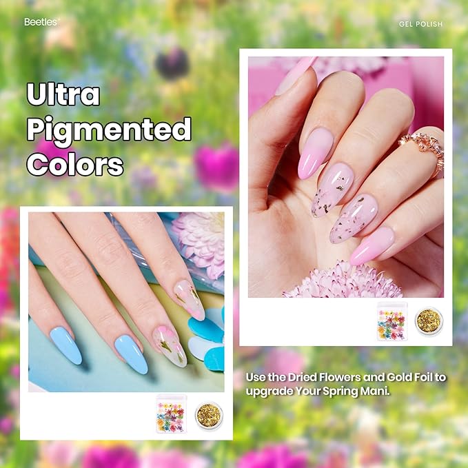 beetles Gel Nail Polish Set 20 Colors Pastel Gel Polish with Glossy&Matte Top Coat Base Coat, Pink Purple Blue Green White Trendy Color Glitter Uv Embrace Nature Gift for Women & Girls