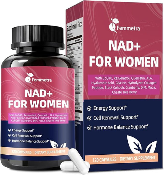 NAD+ Supplements for Women - Liposomal NAD+ with Resveratrol & DIM for Hormone Balance, Cellular Energy & Anti-Aging - 14-in-1 Formula for Renewal - 120 Capsules