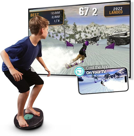 GoBalance Board - App-Enabled Balance Board. Smart Bluetooth Sensor, 12 FREE Interactive Games - Fun, Balance Training and Home Gym Workout! Boost Coordination & Strength for Teens and Adults