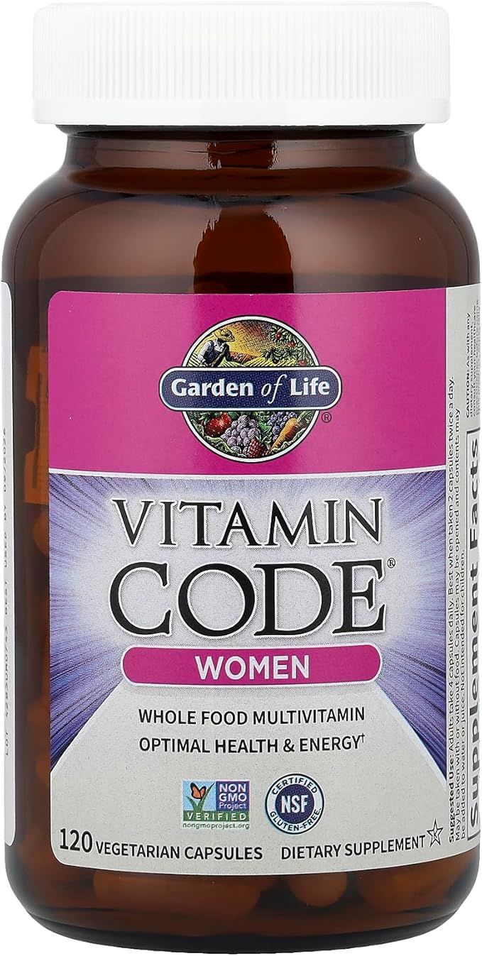 Garden of Life Multivitamin for Women, Vitamin Code Women's Multi - Whole Food Womens Multi Vitamins, Iron, Folate not Folic Acid, Vitamin A and Probiotics for Womens Energy, 120 Vegetarian Capsules