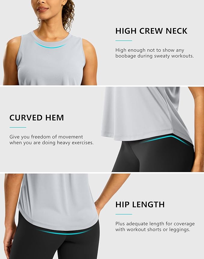 G Gradual Workout Tank Top for Women Sleeveless Athletic Yoga Tops High Neck Quick Dry Running Tennis Sports Shirts for Women