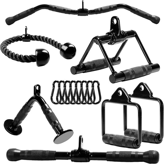 Yes4All Cable Machine Attachment, Double D Hanlde & Tricep Rope Cable Attachment, Weight Machine Accessories Load 880 LB for Home Gym