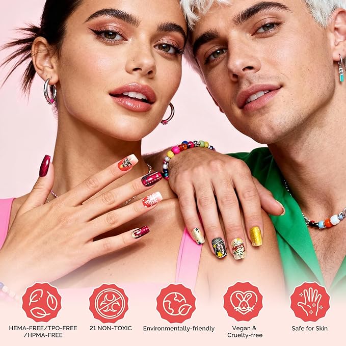 MelodySusie Highly Pigmented Gel Nail Polish Set, 0.56 fl.oz Tilt-and-Stand Bottle, HEMA Free Plant-Based, 6 Colors Christmas New Year, Soak Off UV LED Manicure Kit Gift Box(Red Glitter Gold Green)