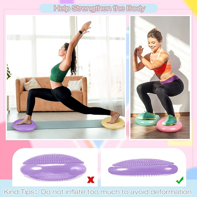 Amylove 6 Pcs Wiggle Seat Inflated Wobble Cushion for Sensory Kid 13 Inch Balance Disc Kids Flexible Seating Exercise Sensory Pad Chair Cushion for Classroom Office School