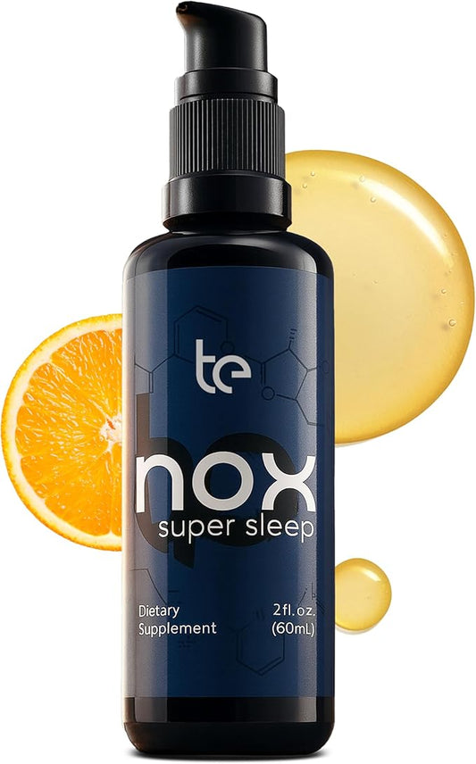 te USA Nox Super Sleep | Synergistic Sleep Aid for Calming Restlessness, Supporting Melatonin Synthesis, and Regulating Natural Circadian Rhythm Sleep-Wake Cycle | Melatonin Gaba L-Theanine Supplement