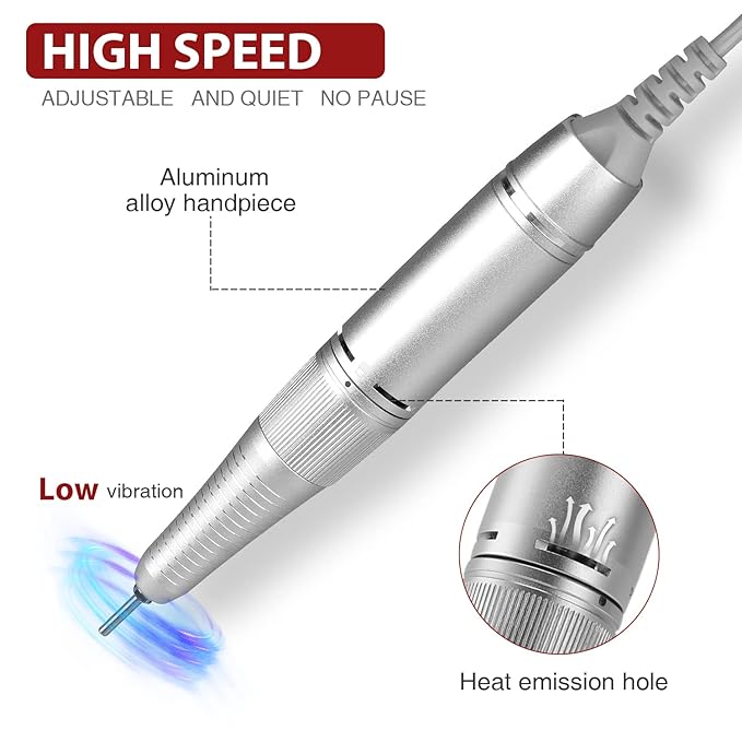 AZ GOGO Nail Drill Machine, 30000RPM Rechargeable Professional Portable Nail Drills for Acrylic Gel Nails - Salon Home Use (White)