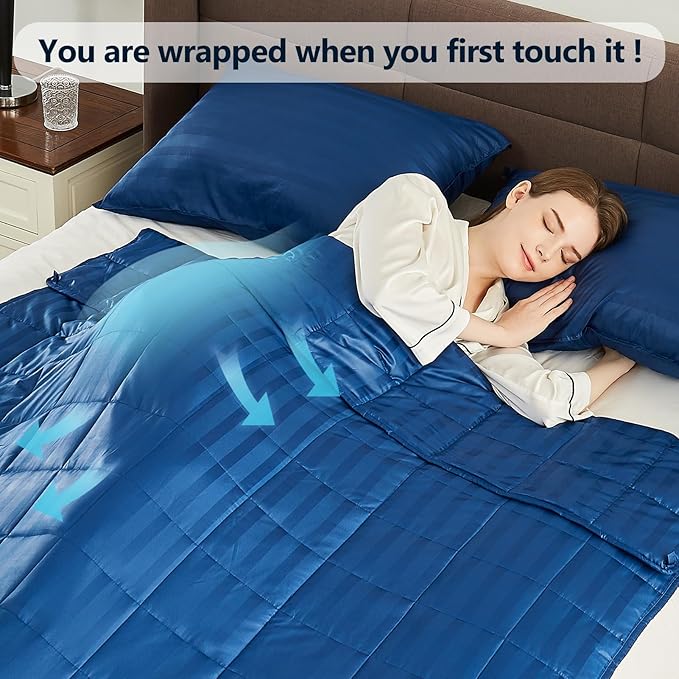 Weighted Blanket Queen/King Size (80"x87" 20lbs),Ultra Soft and Cozy Cooling Weighted Blanket for Adult,Heavy Blanket with Machine Washable Soft Blanket, Navy Blue