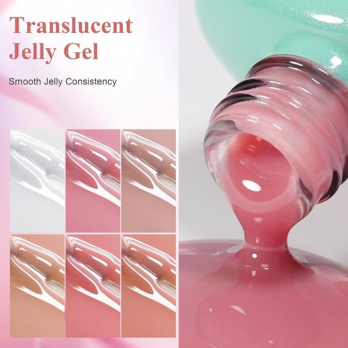 6 Colors Gel Polish Set Pink White Nude Hema Free Soak Off Salon Home DIY Gift for Women