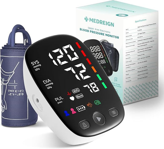 Blood Pressure Monitor for Home Use – Adjustable Upper Arm Cuff, Digital BP Machine with Dual User Memory, USB Rechargeable Blood Pressure Machine