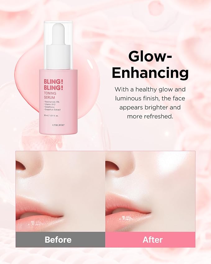A'SOME Bling Bling Toning Serum Korean Advanced Facial Serum with 5% Niacinamide for Radiant Complexion, Vegan Gel Formula with Hyaluronic Acid & 10 Vitamins, Dermatologist Tested, 1.01 fl.oz.