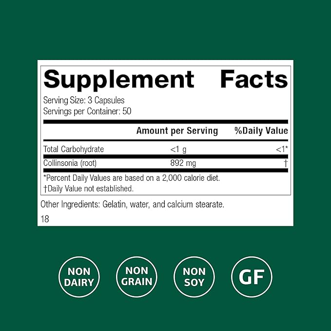 Standard Process Collinsonia Root - Healthy Vascular Tissue Support Supplement - Bladder & Kidney Health Supplement with Collinsonia Root - Supplement to Aid Digestive Health - 150 Capsules
