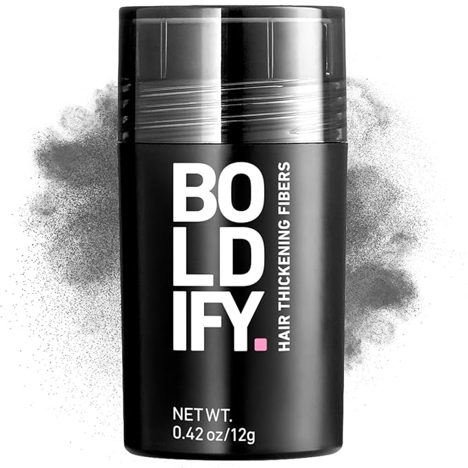 BOLDIFY Hair Fibers (12g) - Fill In Thinning and Fine Hair for an Instantly Fuller, Thicker Look - 14 Shades for Women & Men - Dark Gray