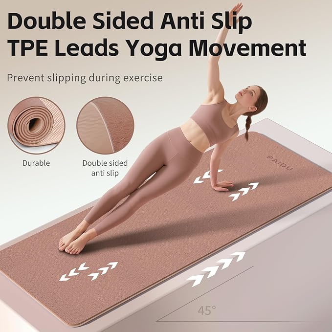 Yoga Mat 8mm Super Thick TPE Fitness Mat | SGS Certified | Non-Slip, Odorless & Tear-Resistant | Unisex with Strap | for Yoga, Pilates, Meditation & Home Workouts