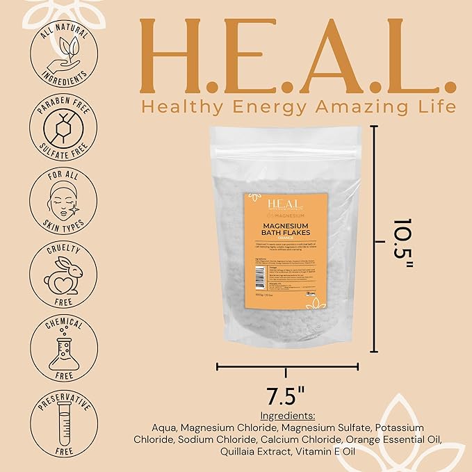 Bath Flakes with Orange Essential Oil- 2.2lbs for Joints, Muscles and Radiant Skin