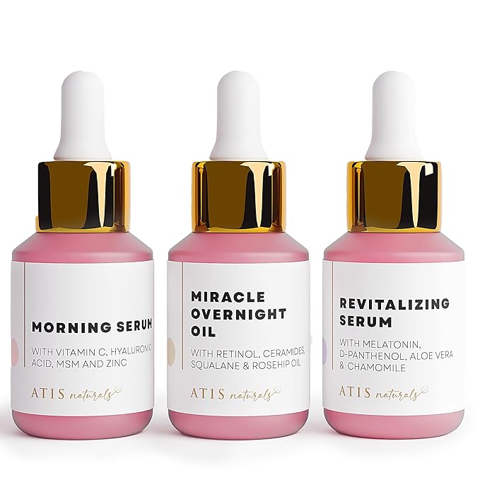 ATIS Facial Serum 3 Pack, Vitamin C Serum, Retinol Serum and Hyaluronic Acid Serum For Anti Aging & Wrinkle - Boost Skin Collagen, Hydrate & Plump Skin