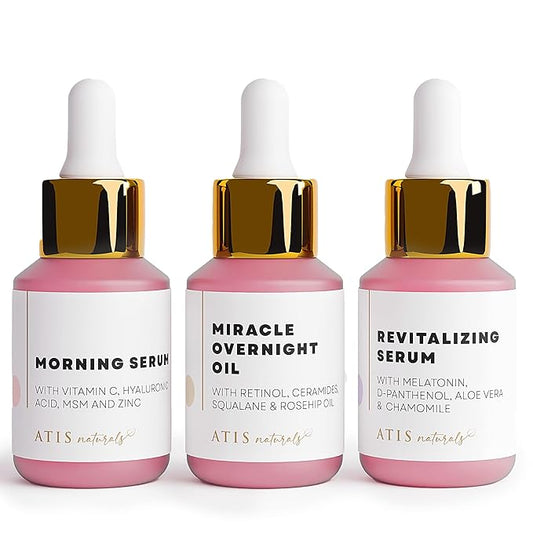 ATIS Facial Serum 3 Pack, Vitamin C Serum, Retinol Serum and Hyaluronic Acid Serum For Anti Aging & Wrinkle - Boost Skin Collagen, Hydrate & Plump Skin