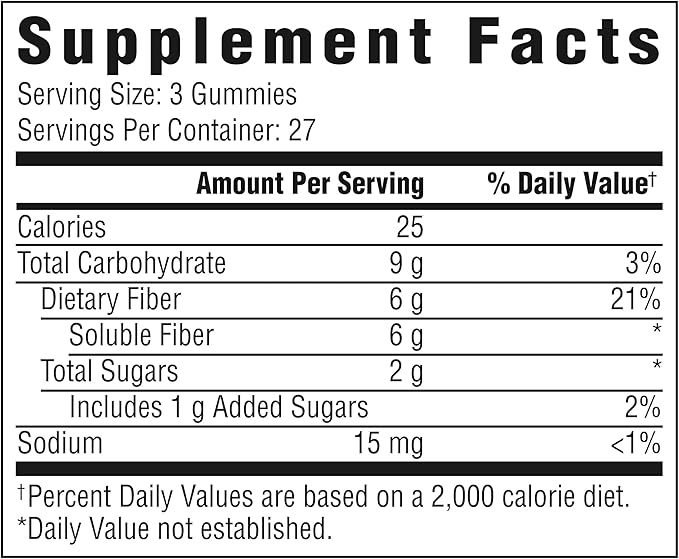 Benefiber Prebiotic Fiber Supplement Gummies for Digestive Health, Assorted Fruit Flavor - 81 Count