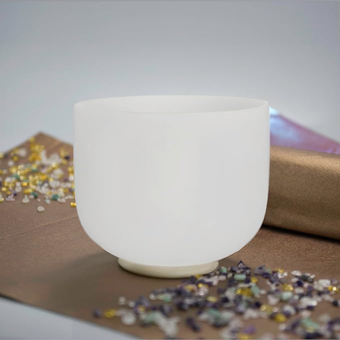 TOPFUND 8 inch 432Hz A Note Crystal Singing Bowl Third Eye Chakra Meditation Sound Healing