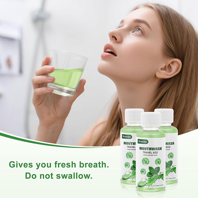 Travel Size Mouthwash Bulk Mini Fresh Mint Portable Mouthwash Individual Bottles 35ml/1.2fl oz for Travel Toiletry Kits (10)