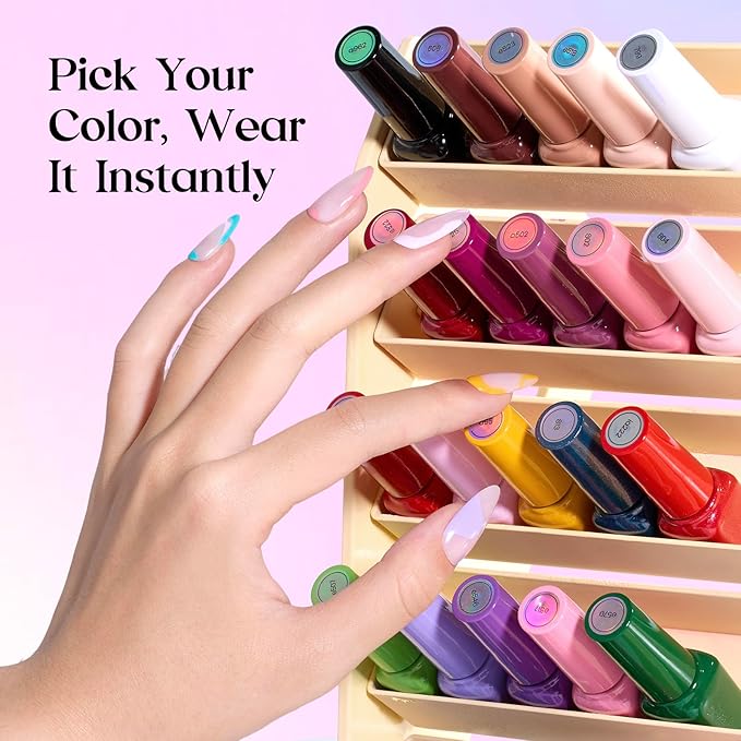 Beetles Gel Nail Polish Set, 25 Colors Color Dairy Polish Kit, Nude Black Brown Red Color Gel Nails with Base Coat Glossy & Matte Top Coat Colorful Bottles UV Led Soak Off Gifts for Women