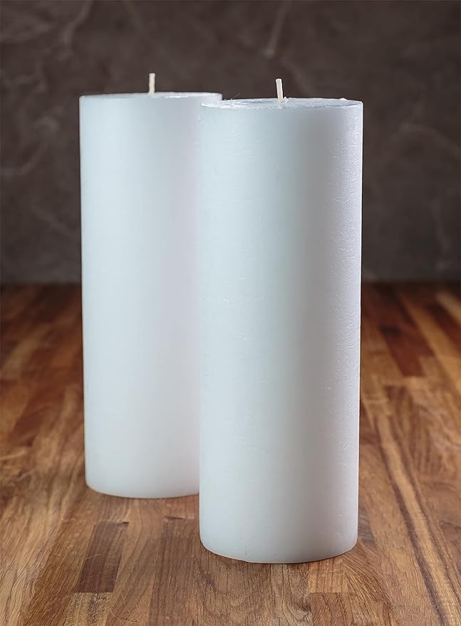 Set of 2 Pillar Candles 3" x 8" Unscented Handpoured Weddings, Home Decoration, Restaurants, Spa, Church Smokeless Cotton Wick - White