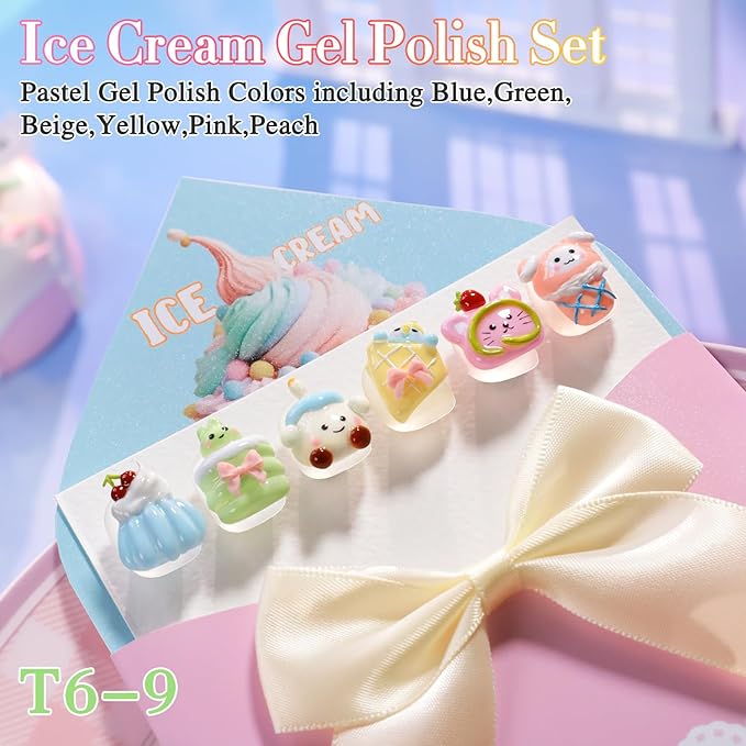 Double Rhythm 6 Pcs 15 ML Gel Polish Set Same Color Same Bottle Soak Off Gel Polish Kit Nail Art Manicure Salon DIY at Home for Women (Blue Green Beige Yellow Pink Orange-T6-9)