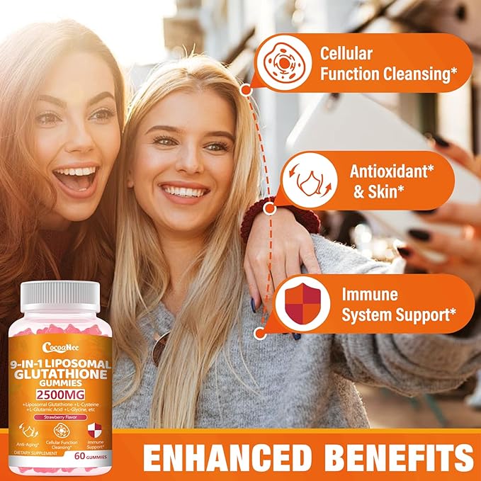 2 Packs 2500MG Liposome Glutathione Gummies, Composite L-Cysteine, Collocation Milk Thistle, Increas 98% Absorption Rate, Antioxidant Anti-Aginga