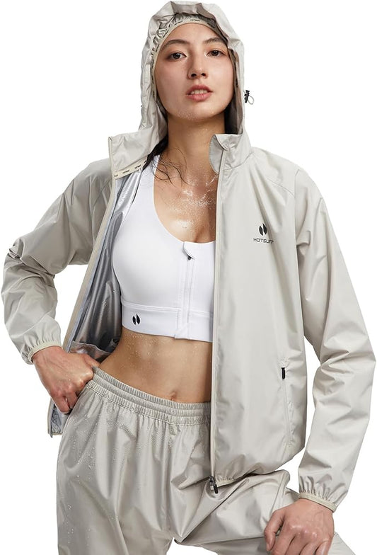 HOTSUIT Sauna Suit for Women Weight Loss Machine Washable Sweat Sauna Jacket Pants Anti Rip Sweat Suit for Gym Workout