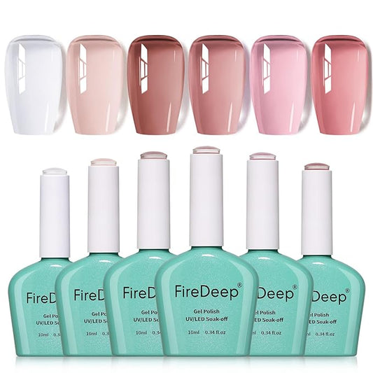 10ml Hema-Free Transparent Jelly Gel Nail Polish Set 6 Colors Sheer Nude Milky White Pink Art DIY Salon Gift for Women