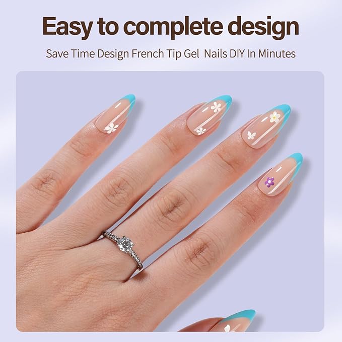 Misssix XBASICTIPS French Tip Press On Nails, 300Pcs Medium Almond French Gel Nail Tips, Soft Gel Pre-shaped No Need to File 3 in 1 Tips, Fake Nails for Nail Art DIY Extension Designs 15 Sizes