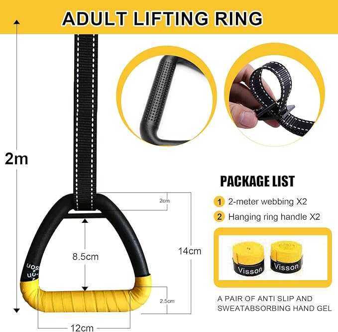 Adult Rings, Fitness Rings Equipment, Pull-up Rings, Adult Home Fitness Rings no-Punch bar Lanyard for Training Workouts