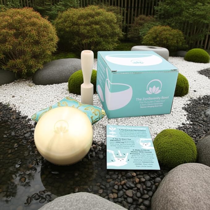 Tibetan Singing Bowl Set – Portable Handcrafted Sound Bowl for Meditation, Chakra Healing, Yoga, Stress Relief -ZenSerenity Bowl – Lotus Edition - by Circle Up