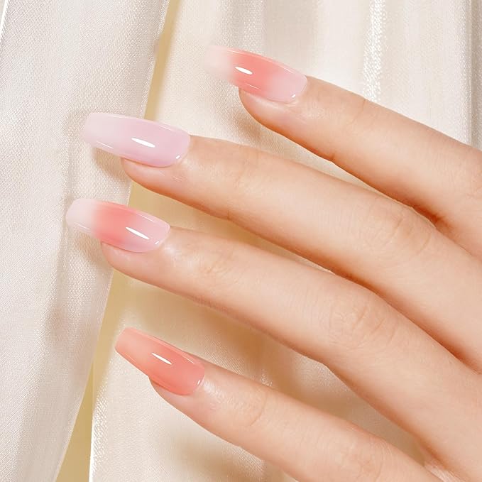 TOMICCA Nude Pink Gel Polish, Jelly Nude Pink Polish, Translucent Pink Nail Polish, UV Sheer Nude Polish, Long Lasting Neutral Nail Art