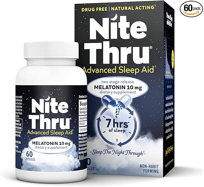 Advanced Sleep Aid Melatonin Dietary Supplement, 10mg Capsules, 60 Count