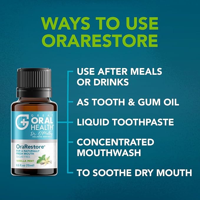 OraRestore Bad Breath Treatment for Adults Halitosis: Dentist Formulated Oral Rinse Concentrate Tooth Oil Liquid Toothpaste, Fresh Breath Mouthwash for Dry Mouth, Oral Care, Healthy Gums, Teeth -2pack