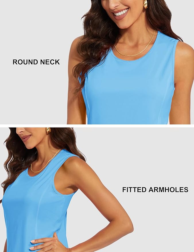 MAGCOMSEN Women's Sleeveless Workout Shirts UPF 80+ Dry Fit Running Wicking Tank Tops Athletic Gym Summer