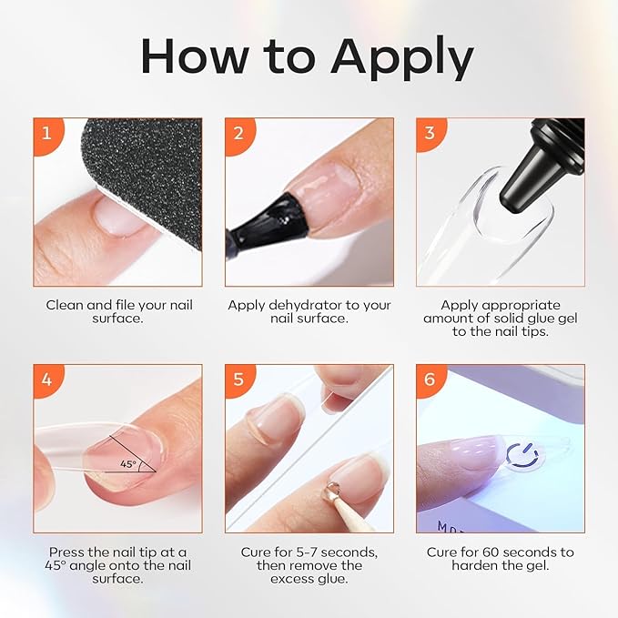 modelones Solid Nail Glue Gel, 30g Glue Gel on Nails for Clear Tips Super Strong Adhesive for Acrylic Extensions Press On Fake Tips U V Curing Needed Professional Adhesive